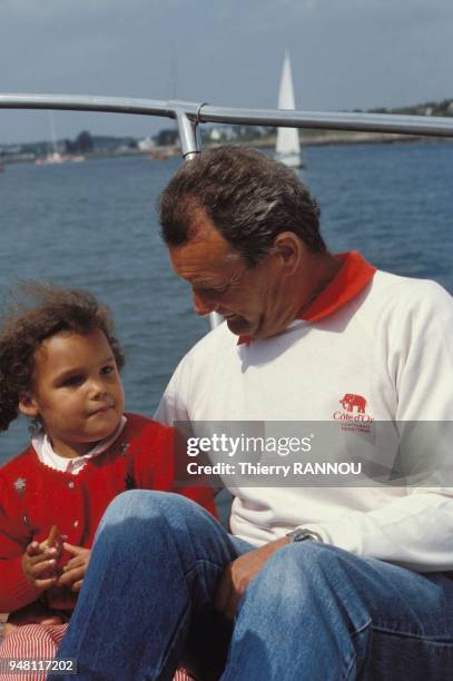 French skipper Eric Tabarly and his daughter Marie aboard the "Cote d?or II".