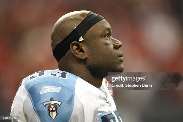 Linebacker Keith Bulluck of the Tennessee Titans on the field in the game with the Houston Texans on November 23, 2009 at Reliant Stadium in Houston,...