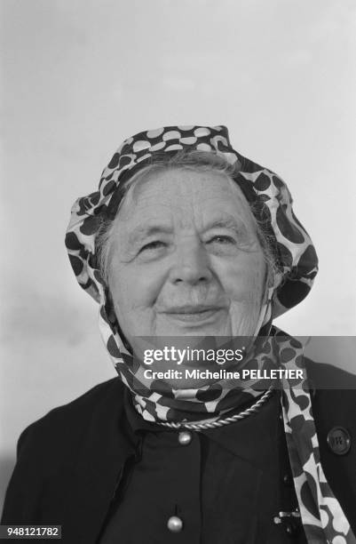 French author Marguerite Yourcenar aboard the "Jean Mermoz" in West Indies.