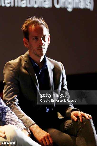 Damien Couvreur attends Meet the Commissioners panel during Netflix 'See What's Next' event at Villa Miani on April 18, 2018 in Rome, Italy.