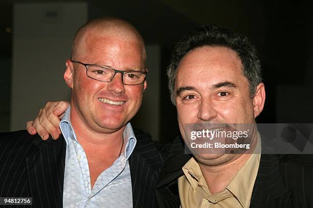 Heston Blumenthal from the U.K restaurant the Fat Duck, left, poses with El Bullli from Spain's Ferran Adria restaurant, right, at the World's Best...