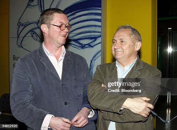 Fergus Henderson, left, and Trevor Gulliver from the U.K restaurant St. John's, are seen at the World's Best Restaurant Awards at the Science Museum...