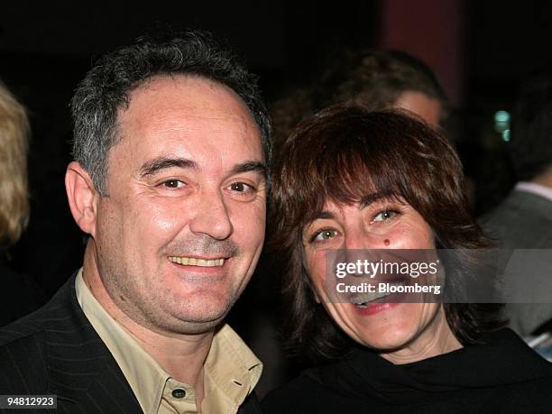 El Bullli from Spain's Ferran Adria restaurant, center, poses with his wife at the World's Best Restaurant Awards at the Science Museum in London,...