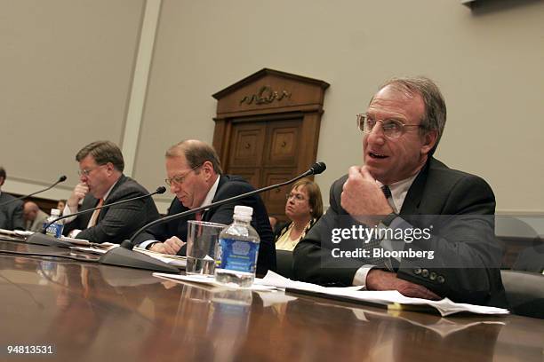 Paul Schott Stevens, left, President, Investment Company Institute; Barry Barbash, center, Partner, Shearman & Sterling LLP; and Michael Miller,...