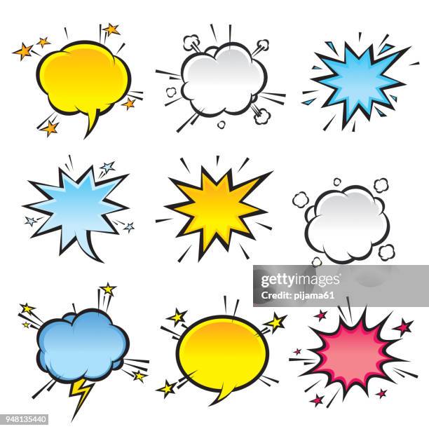 set of comic speech bubbles - bubble popping stock illustrations