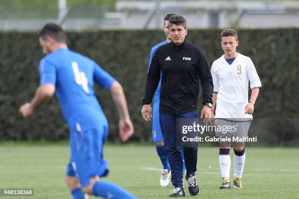 Massimo Busacca, head of the FIFA arbitration department during the FIFA Referee Seminar - Media Day at Coverciano on April 18, 2018 in Florence,...