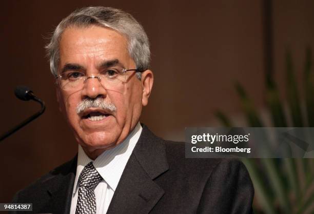 Saudi Oil Minister Ali al-Naimi speaks at the Sixth International Oil Summit in Paris, France, Thursday April 21, 2005. Crude oil fell for the first...