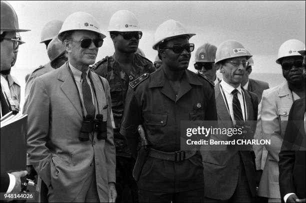 Inauguration of Yanga petrol platform with Sassou N'Gguessou, Congo president.