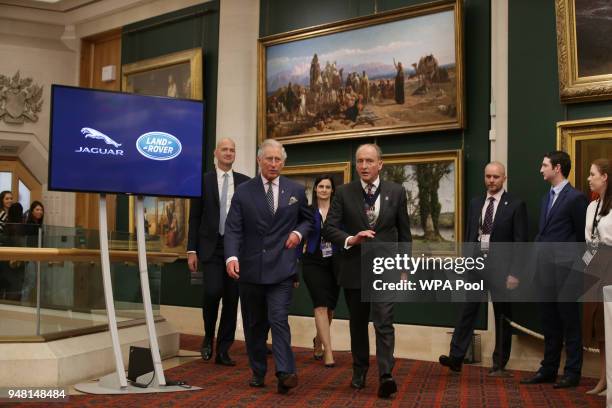 Prince Charles, Prince of Wales and The Lord Mayor of London, Charles Bowman at a reception at the closing session of the Commonwealth Business Forum...