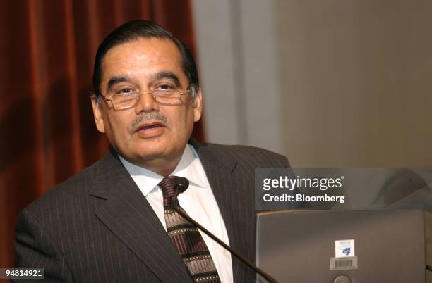 Indian Petroleum and Natural Gas Secretary Sushil Chandra Tripathi speaks at the Sixth International Oil Summit in Paris, France, Thursday April 21,...
