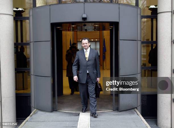 Guillaume Sarkozy, chairman of the French Union of Textile Industries, leaves the Finance Ministry in Paris, France, Thursday, February 24, 2005.