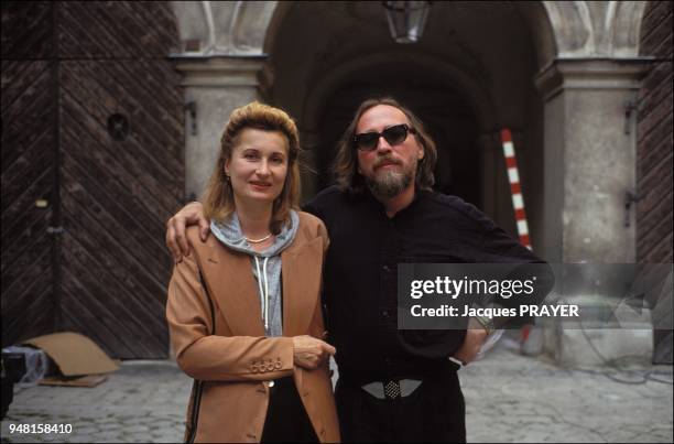 Austrian novelist, playwright and poet Elfriede Jelinek with Werner Schroeter.