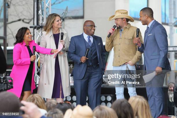 Today Show" hosts Channel Jones, Savannah Guthrie, Al Roker and Craig Melvin interview Jason Aldean when he performs on NBC's "Today" show on April...