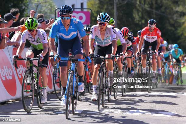 Tom Jelte Slagter of The Netherlands and Team Dimension Data / Mikel Landa Meana of Spain and Movistar Team / Michal Kwiatkowski of Poland and Team...