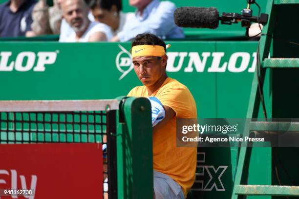 Rafael Nadal of Spain during the Monte Carlo Rolex Masters 1000, Day 4, at Monte Carlo on April 18, 2018 in Monaco, Monaco.