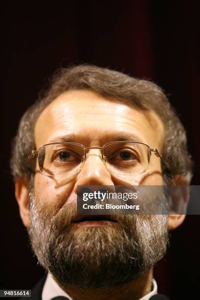 Ali Larijani, the secretary of Iran's Supreme National Security Council, speaks during a press conference in Beijing, China, Thursday, January 26,...