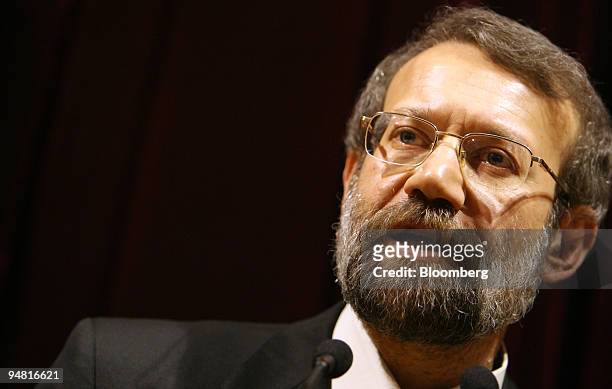Ali Larijani, the secretary of Iran's Supreme National Security Council, speaks during a press conference in Beijing, China, Thursday, January 26,...