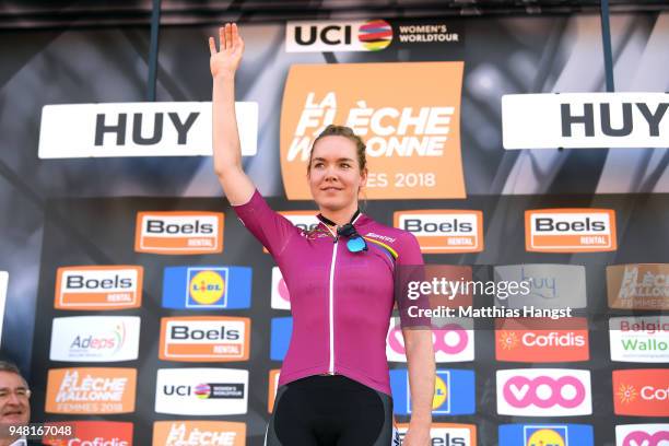 Podium / Anna Van Der Breggen of The Netherlands and Boels - Dolmans Cycling Team Leader Jersey / Celebration / during the 21st La Fleche Wallonne...