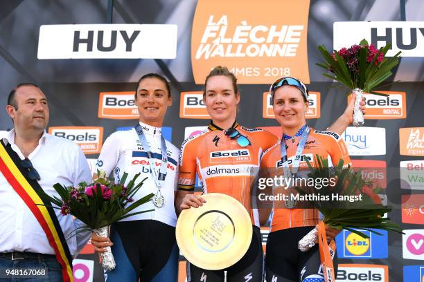 Podium / Anna Van Der Breggen of The Netherlands and Boels - Dolmans Cycling Team / Ashleigh Moolman Pasio of South Africa and Cervelo-Bigla Pro...