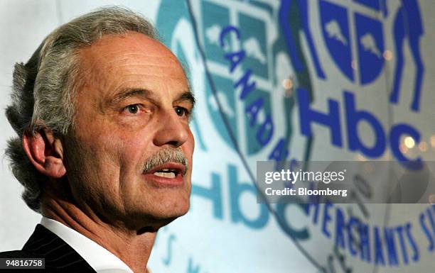 Hudson's Bay Co. CEO George Heller speaks at the company's annual meeting in Toronto, Ontario, Canada, on Friday, May 28, 2004. Hudson's Bay Co., the...