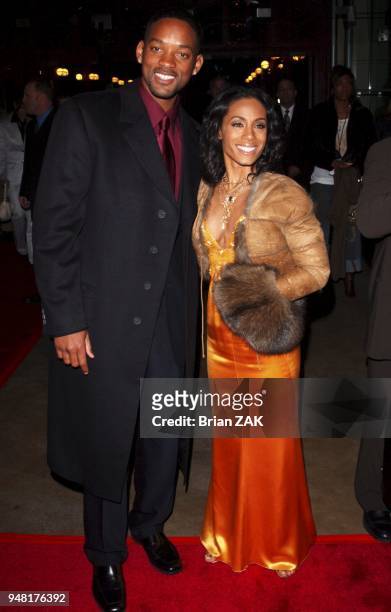 Will Smith and Jada Pinkett Smith attend the world premiere of "Hitch" held on Ellis Island, NYC.