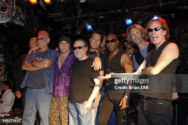 Hilly Kristal;Tommy Ramone;Steve Van Zandt at a press conference to announce an effort to save legendary punk club CBGB's on the first day of the...