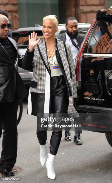 Actress Paula Patton is seen arriving at Aol Live in Soho on April 18, 2018 in New York City.