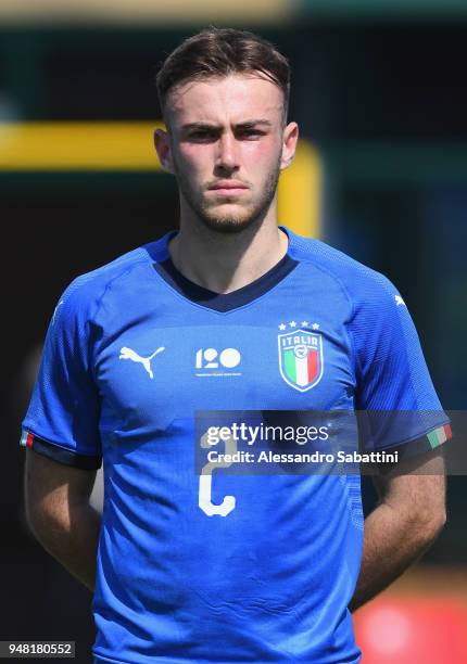 Matteo Piccardo of Italy U18 looks on before the U18 match between Italy and Hungary on April 18, 2018 in Abano Terme near Padova, Italy.