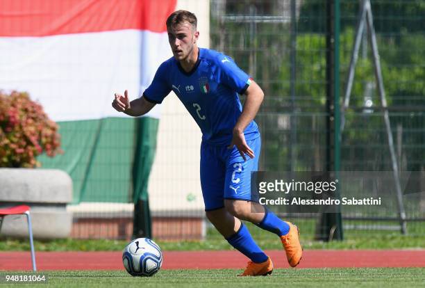 Matteo Piccardo of Italy U18 in action during the U18 match between Italy and Hungary on April 18, 2018 in Abano Terme near Padova, Italy.