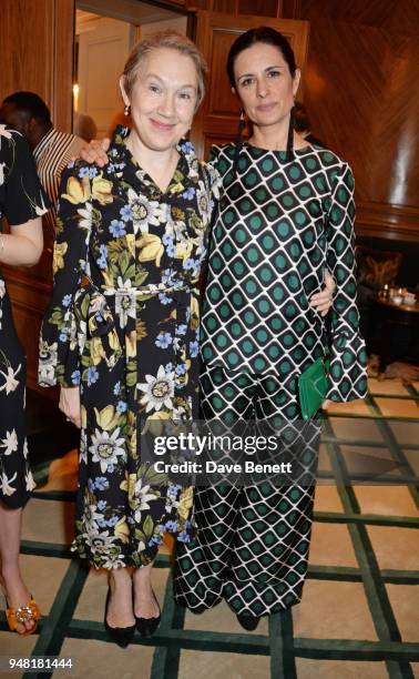 Justine Picardie and Eco Age founder and creative director Livia Firth attend the Commonwealth Fashion Exchange Fashion 4 Development afternoon tea...