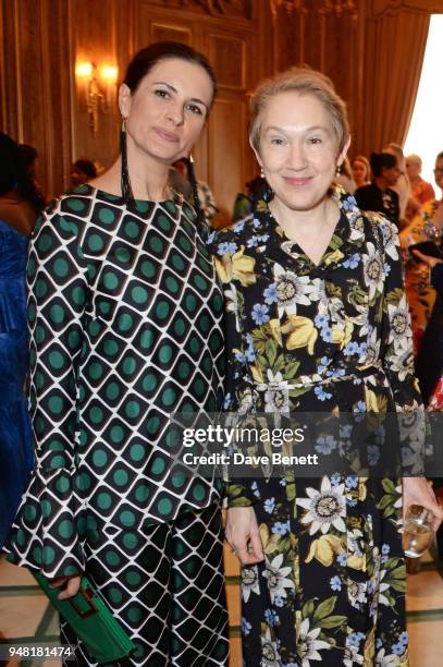 Eco Age founder and creative director Livia Firth and Justine Picardie attend the Commonwealth Fashion Exchange Fashion 4 Development afternoon tea...