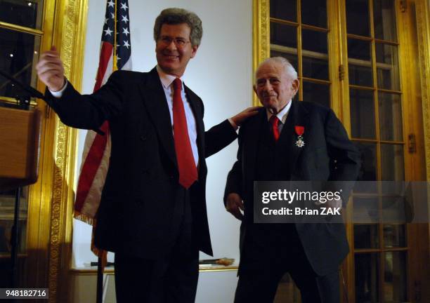 Norman Mailer presented with the medal of Chevalier of the Legion of Honor at the French Embassy, New York City BRIAN ZAK.