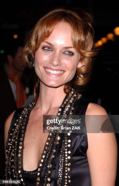 Amber Valletta attends the world premiere of "Hitch" held on Ellis Island, NYC.