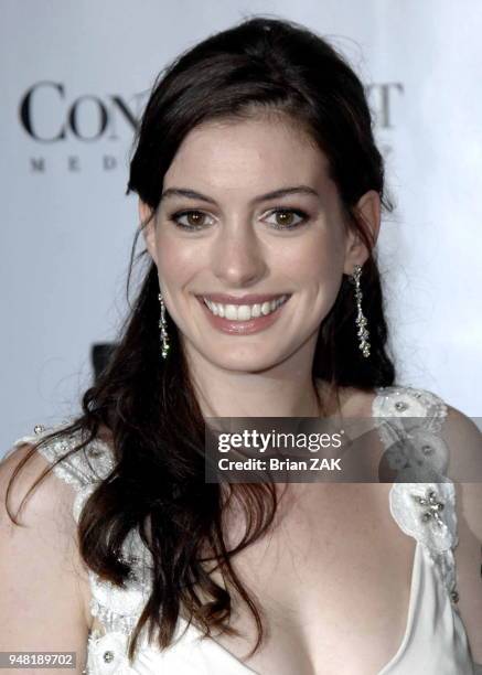 Anne Hathaway arrives to Conde Nast Media Group Presents "The Black Ball" to Benefit Keep A Child Alive held at Hammerstein Ballroom, New York City...