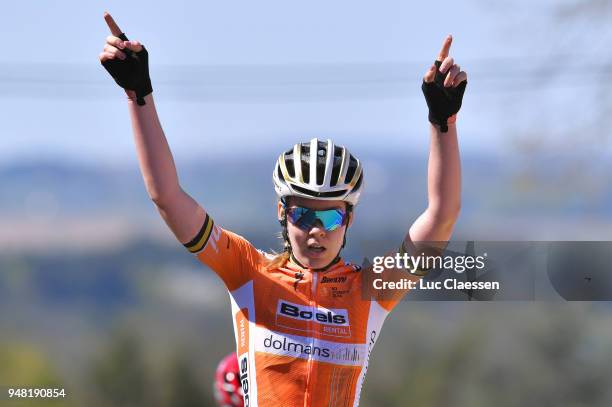 Arrival / Anna Van Der Breggen of The Netherlands and Boels - Dolmans Cycling Team / Celebration / during the 21st La Fleche Wallonne 2018 a 118,5km...