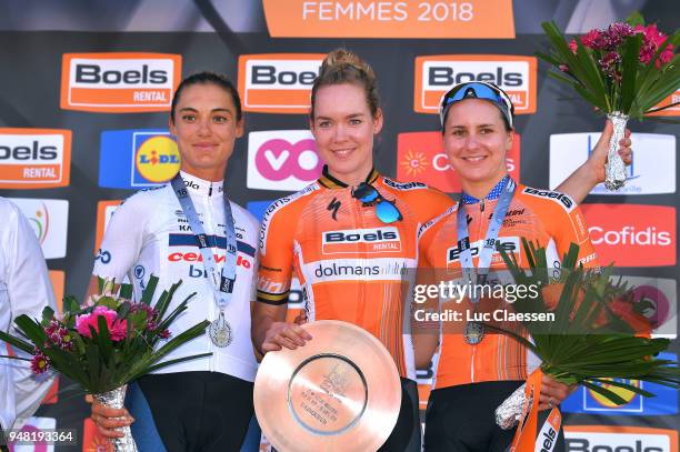 Podium / Anna Van Der Breggen of The Netherlands and Boels - Dolmans Cycling Team / Megan Guarnier of The United States and Boels - Dolmans Cycling...