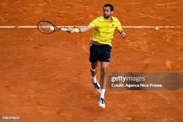 Marin Cilic of Croatia during the Monte Carlo Rolex Masters 1000 at Monte Carlo on April 18, 2018 in Monaco, Monaco.