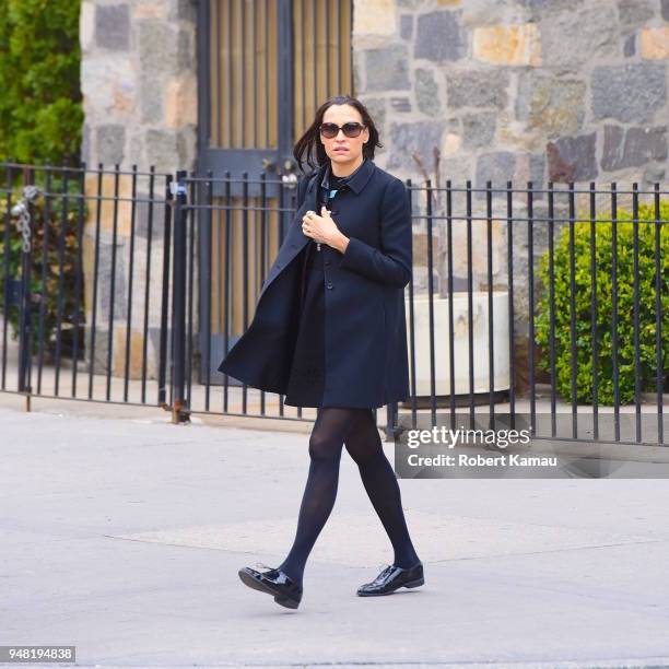 Famke Janssen seen out walking in Manhattan on April 17, 2018 in New York City.
