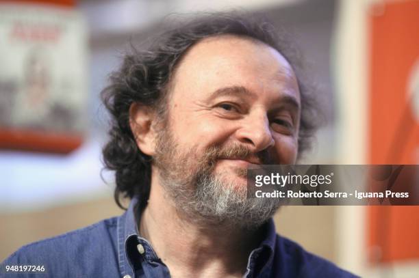 Italian author and actor Natalino Balasso attends the presentation of the actress and authoress Martina Dell'Ombra latest book "Fake" at Coop...