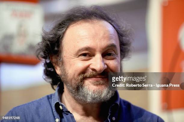 Italian author and actor Natalino Balasso attends the presentation of the actress and authoress Martina Dell'Ombra latest book "Fake" at Coop...