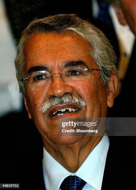 Saudi Oil Minister Ali al-Naimi smiles during the group photo May 23, 2004 at the 9th International Energy Forum in Amsterdam, Netherlands.