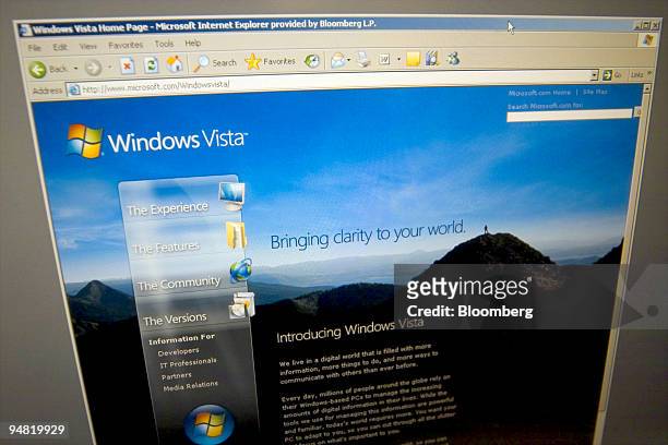 Screen shot of the Microsoft Windows Vista webpage taken in London, U.K., Wednesday, March 22, 2006. Asian stocks fell after Microsoft Corp....