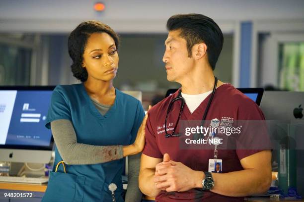 This Is Now" Episode 318 -- Pictured: Yaya DaCosta as April Sexton, Brian Tee as Ethan Choi --