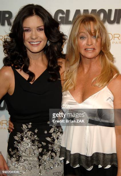 Catherine Zeta-Jones and Goldie Hawn arrive to the 2005 Glamour Magazine "Women of the Year" Awards ceremony held at Lincoln Center, New York City...