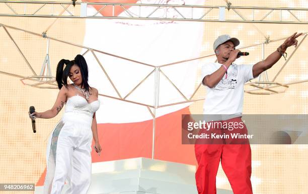 Cardi B and Chance the Rapper perform onstage during the 2018 Coachella Valley Music and Arts Festival Weekend 1 at the Empire Polo Field on April...