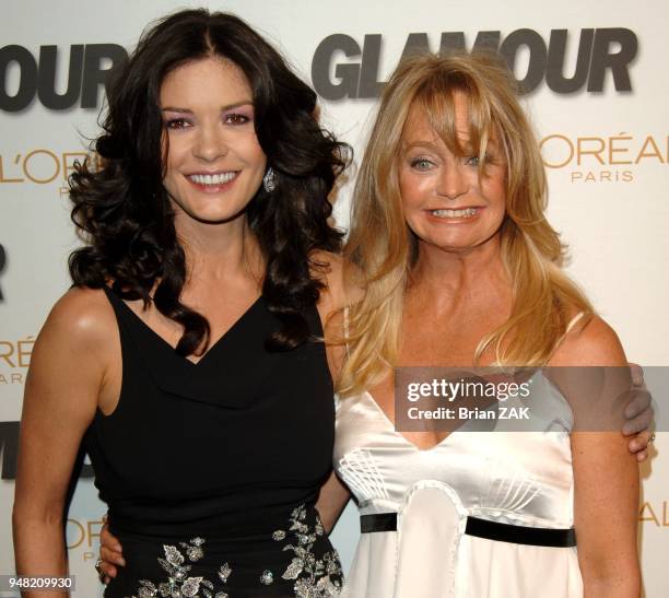 Catherine Zeta-Jones and Goldie Hawn arrive to the 2005 Glamour Magazine "Women of the Year" Awards ceremony held at Lincoln Center, New York City...