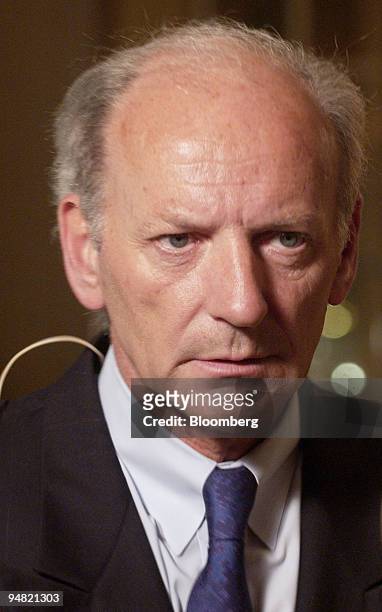 Dr. Jean-Pierre Garnier, CEO of GlaxoSmithKline PLC, pauses during a television interview in New York on June 2, 2004. New York Attorney General...
