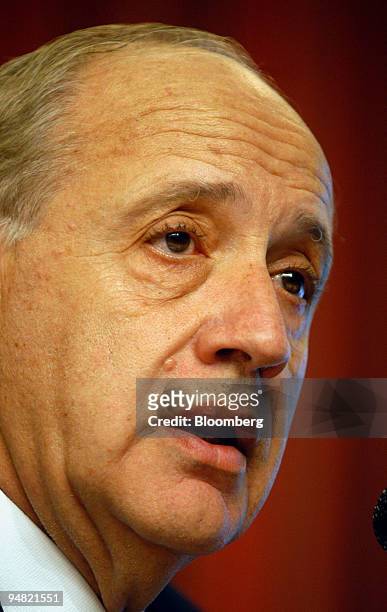 Argentine Finance Minister Roberto Lavagna speaks during a press conference at the ministry headquarters in Buenos Aires, Argentina on Tuesday, June...