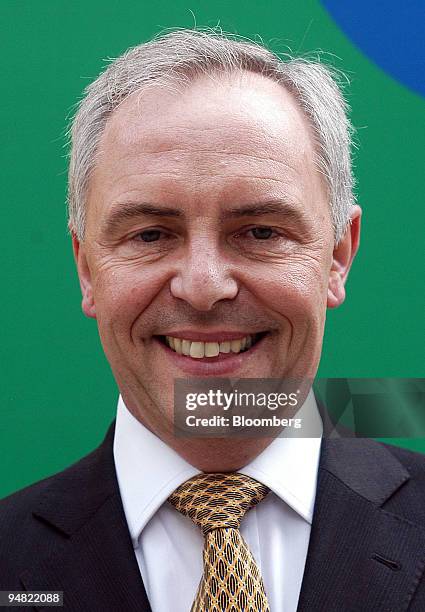 Finance Chief Steve Webster pose next to a Wolseley truck in London, Monday, March 21, 2005. Wolseley Plc, the world's biggest distributor of heating...