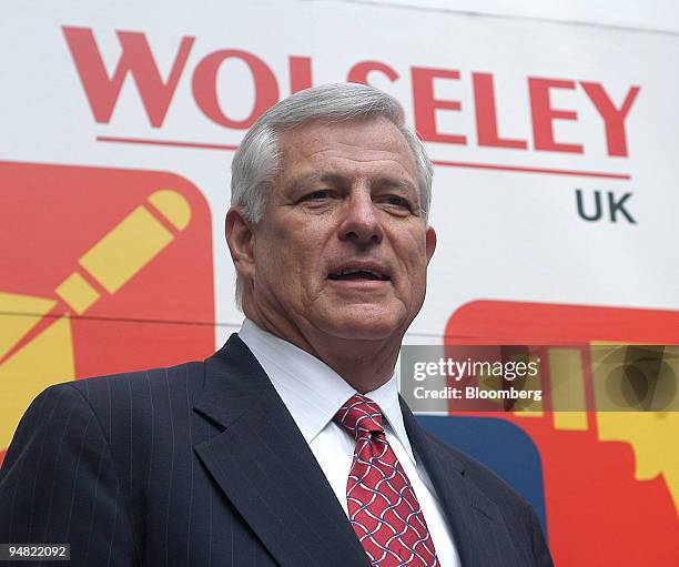 Charlie Banks, chief executive of Wolseley Plc., poses next to a Wolseley truck in London, Monday, March 21, 2005. Wolseley Plc, the world's biggest...